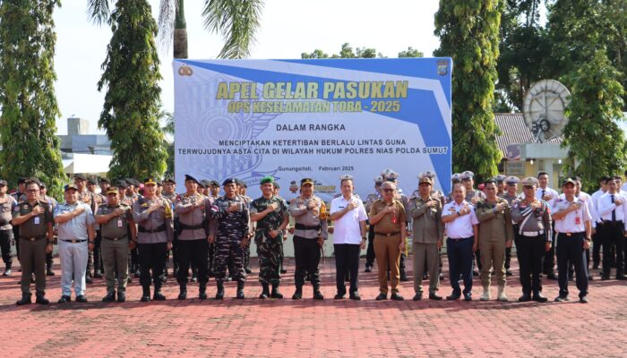 Polres Nias Laksanakan Apel Gelar Pasukan Operasi Keselamatan Toba 2025