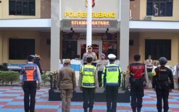 Polres Subang Gelar Apel Pengamanan Malam Takbiran Idul Fitri 1447 H