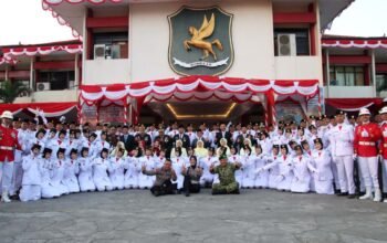 Kapolresta Sumenep Hadiri Upacara Penurunan Bendera Merah Putih HUT Kemerdekaan RI Ke-81